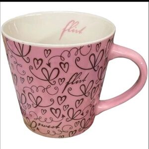 STARBUCKS 2006 Coffee Mug "FLIRT," "SWEET" & Pink Hearts Decorate Cup 17 oz EUC